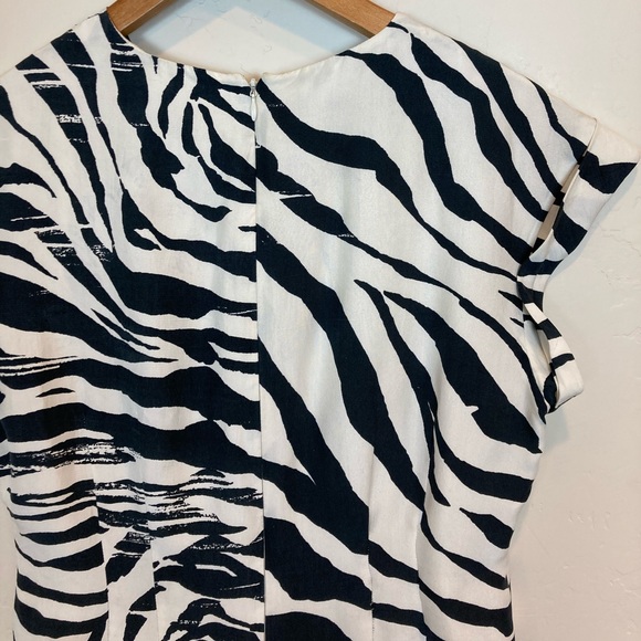Lafayette 148 navy and white zebra dress - Picture 3 of 5